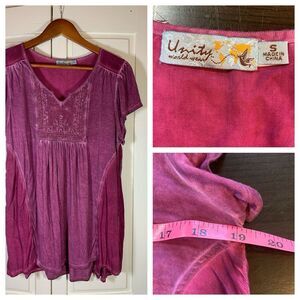 Unity World Wear Whimsygoth Sequin Boho Tunic Women's Small Purple Top Blouse